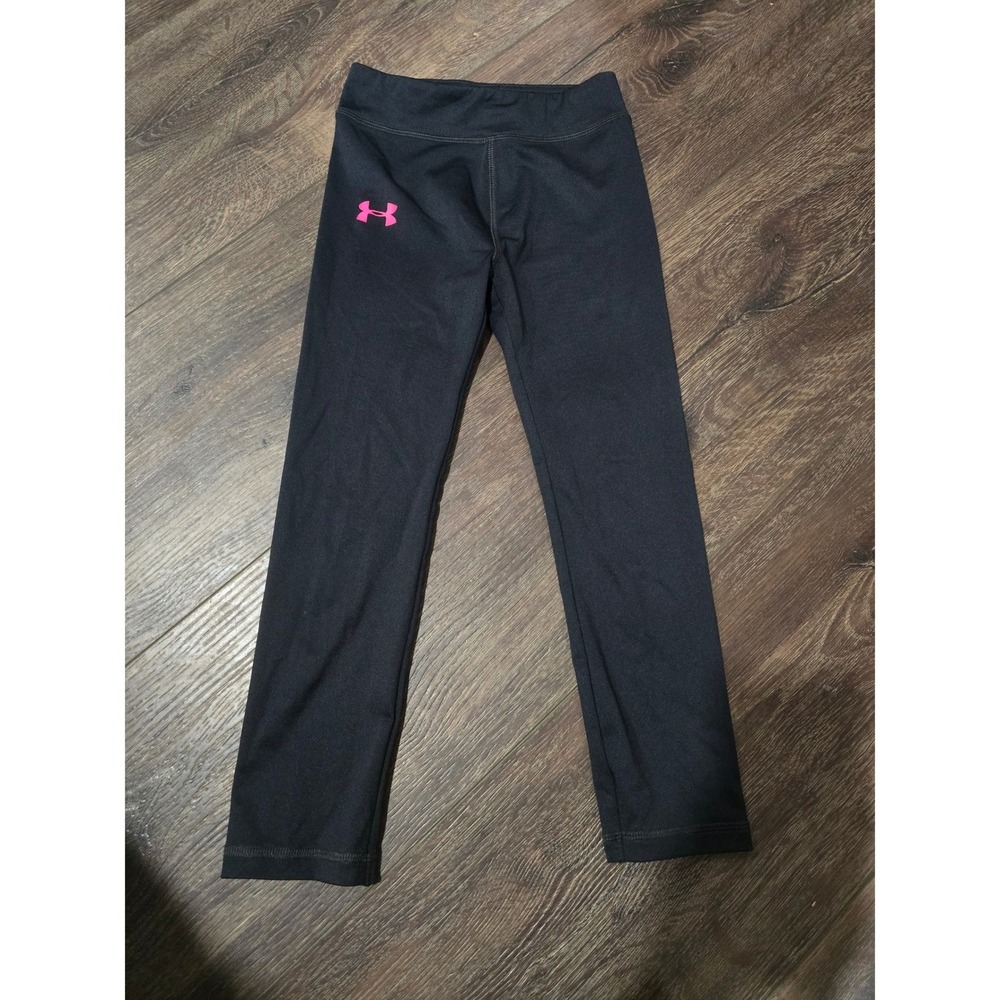 Under Armour Girls Black Pink HeatGear Athletic Leggings Size 6 Activewear Pants